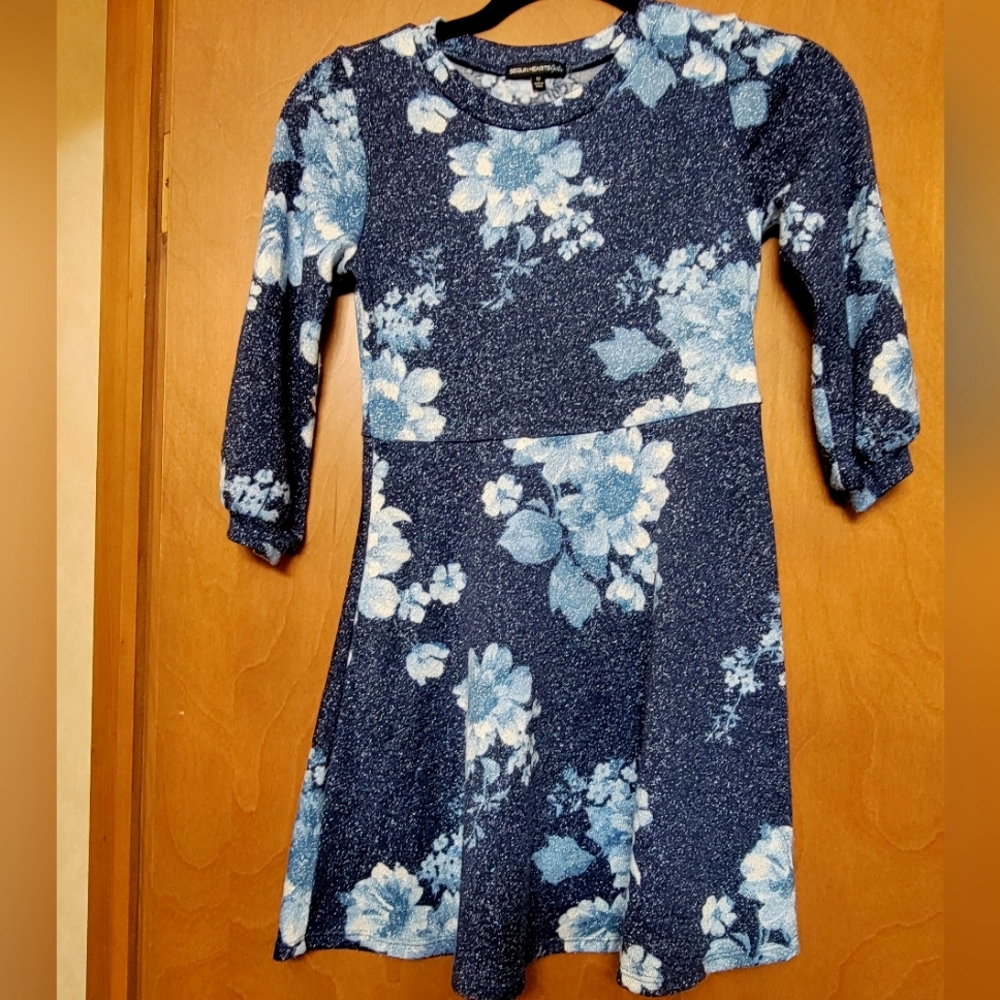 Girls size 10 Sequin Hearts dress, full sparkle, light navy